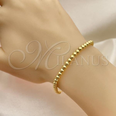 Oro Laminado Fancy Bracelet, Gold Filled Style Ball Design, Polished, Golden Finish, 03.32.0582.07