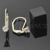 Oro Laminado Leverback Earring, Gold Filled Style with Rose Cubic Zirconia, Polished, Golden Finish, 5.128.105