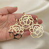 Oro Laminado Earring and Pendant Adult Set, Gold Filled Style Flower Design, Golden Finish, 5.062.002