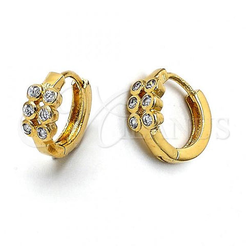Oro Laminado Huggie Hoop, Gold Filled Style with White Cubic Zirconia, Polished, Golden Finish, 5.130.001