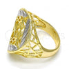 Oro Laminado Elegant Ring, Gold Filled Style Flower Design, Diamond Cutting Finish, Two Tone, 01.99.0096.07 (Size 7)