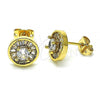 Oro Laminado Stud Earring, Gold Filled Style with White Cubic Zirconia, Polished, Golden Finish, 02.342.0188