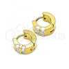 Stainless Steel Huggie Hoop, with White Crystal, Polished, Golden Finish, 02.230.0049.10