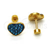 Stainless Steel Stud Earring, Heart Design, with Blue Topaz Crystal, Polished, Golden Finish, 02.271.0022.6