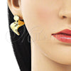 Oro Laminado Stud Earring, Gold Filled Style Chunky Design, Polished, Golden Finish, 02.368.0084