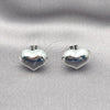 Rhodium Plated Stud Earring, Heart and Hollow Design, Polished, Rhodium Finish, 02.341.0198