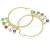 Oro Laminado Large Hoop, Gold Filled Style Evil Eye Design, Multicolor Resin Finish, Golden Finish, 02.380.0072.2.50