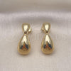 Oro Laminado Dangle Earring, Gold Filled Style Chunky Design, Polished, Golden Finish, 02.163.0249