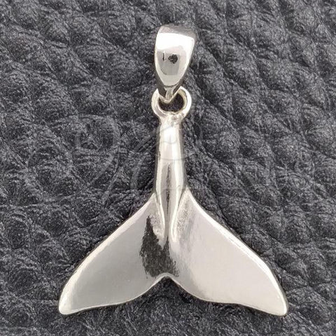 Sterling Silver Fancy Pendant, Fish Design, Polished, Silver Finish, 05.396.0010