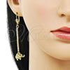 Oro Laminado Long Earring, Gold Filled Style Elephant Design, with Cubic Zirconia, Golden Finish, 5.068.010