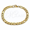 Stainless Steel Basic Bracelet, Figaro Design, Polished, Golden Finish, 03.256.0014.09