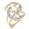 Oro Laminado Multi Stone Ring, Gold Filled Style with White Cubic Zirconia, Polished, Golden Finish, 01.210.0107.07 (Size 7)