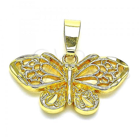 Oro Laminado Fancy Pendant, Gold Filled Style Butterfly Design, Polished, Golden Finish, 5.183.027