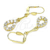 Oro Laminado Long Earring, Gold Filled Style Teardrop Design, with White Cubic Zirconia, Polished, Golden Finish, 02.387.0047