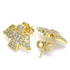 Oro Laminado Stud Earring, Gold Filled Style Angel Design, with White Micro Pave, Polished, Golden Finish, 02.210.0418
