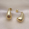 Oro Laminado Stud Earring, Gold Filled Style Chunky Design, Polished, Golden Finish, 02.163.0267