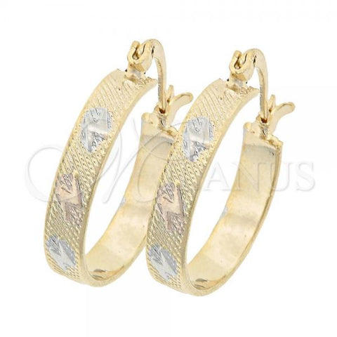 Oro Laminado Small Hoop, Gold Filled Style Diamond Cutting Finish, Tricolor, 5.158.027.1