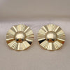 Oro Laminado Stud Earring, Gold Filled Style Sun Design, Diamond Cutting Finish, Golden Finish, 02.385.0058