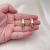 Oro Laminado Stud Earring, Gold Filled Style Chunky Design, Polished, Golden Finish, 02.163.0225