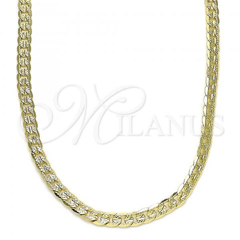 Oro Laminado Basic Necklace, Gold Filled Style Curb Design, Polished, Golden Finish, 04.213.0237.16