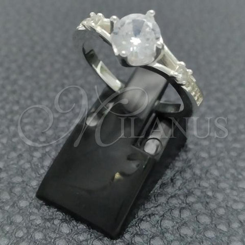 Sterling Silver Wedding Ring, with White Cubic Zirconia, Polished, Silver Finish, 01.398.0019.06