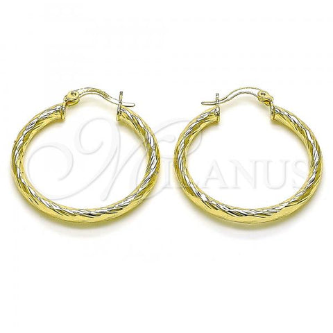Oro Laminado Medium Hoop, Gold Filled Style Diamond Cutting Finish, Golden Finish, 02.213.0254.1.30