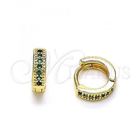 Oro Laminado Huggie Hoop, Gold Filled Style with Green Micro Pave, Polished, Golden Finish, 02.195.0106.2.10