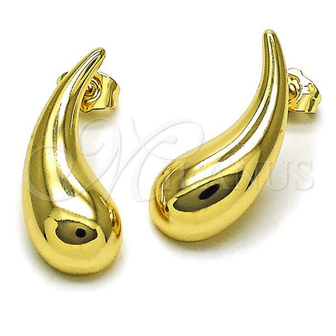 Oro Laminado Stud Earring, Gold Filled Style Teardrop Design, Polished, Golden Finish, 02.195.0352