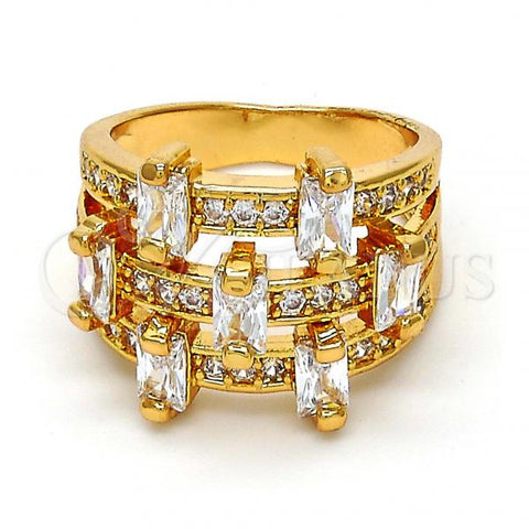 Oro Laminado Multi Stone Ring, Gold Filled Style with White Cubic Zirconia, Polished, Golden Finish, 01.260.0001.07.GT (Size 7)