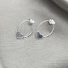 Sterling Silver Stud Earring, Heart Design, Diamond Cutting Finish, Silver Finish, 02.399.0063