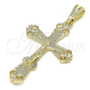 Oro Laminado Religious Pendant, Gold Filled Style Crucifix Design, Polished, Golden Finish, 05.351.0181