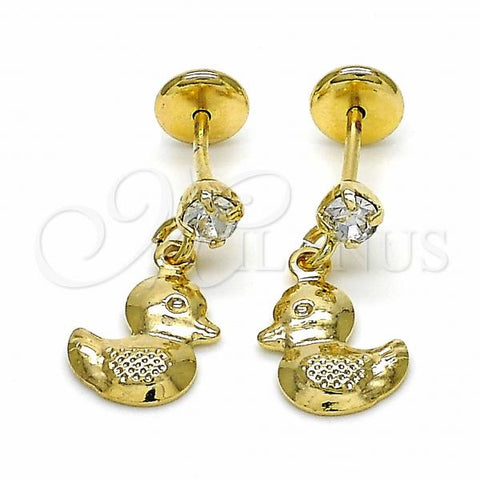 Oro Laminado Stud Earring, Gold Filled Style Bird Design, Polished, Golden Finish, 02.09.0162