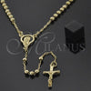 Oro Laminado Medium Rosary, Gold Filled Style Crucifix and Jesus Design, Polished, Golden Finish, 5.213.004.18