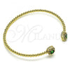 Oro Laminado Individual Bangle, Gold Filled Style Ball and Cluster Design, with Green Cubic Zirconia and White Micro Pave, Polished, Golden Finish, 07.228.0004.2