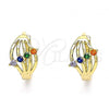 Oro Laminado Huggie Hoop, Gold Filled Style with Multicolor Cubic Zirconia, Polished, Golden Finish, 02.210.0597.3.12