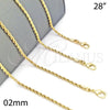 Oro Laminado Basic Necklace, Gold Filled Style Rope Design, Polished, Golden Finish, 5.222.036.28