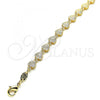 Oro Laminado Fancy Bracelet, Gold Filled Style Heart Design, Polished, Golden Finish, 03.145.0014.08