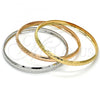 Oro Laminado Trio Bangle, Gold Filled Style Leaf Design, Polished, Tricolor, 07.252.0005.06 (06 MM Thickness, Size 6 - 2.75 Diameter)