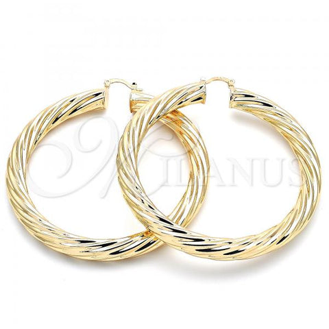 Oro Laminado Extra Large Hoop, Gold Filled Style and Hollow Polished, Golden Finish, 02.170.0347.70
