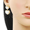 Oro Laminado Stud Earring, Gold Filled Style Heart and Twist Design, with Ivory Pearl, Polished, Golden Finish, 02.341.0240