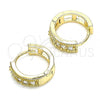 Oro Laminado Huggie Hoop, Gold Filled Style with White Cubic Zirconia, Polished, Golden Finish, 02.210.0635.15