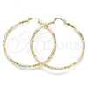 Oro Laminado Large Hoop, Gold Filled Style Diamond Cutting Finish, Tricolor, 02.213.0155.1.60