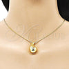 Oro Laminado Pendant Necklace, Gold Filled Style Teardrop and Hollow Design, Polished, Golden Finish, 04.341.0112.18