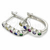 Sterling Silver Huggie Hoop, with Multicolor Cubic Zirconia, Polished, Rhodium Finish, 02.332.0047.12