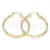 Oro Laminado Medium Hoop, Gold Filled Style Diamond Cutting Finish, Tricolor, 02.213.0152.1.40