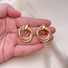 Oro Laminado Stud Earring, Gold Filled Style Chunky Design, Polished, Golden Finish, 02.196.0113