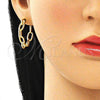 Oro Laminado Stud Earring, Gold Filled Style Paperclip Design, Polished, Golden Finish, 02.163.0143