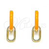 Oro Laminado Huggie Hoop, Gold Filled Style Lock Design, Orange Enamel Finish, Golden Finish, 02.213.0216.2.12