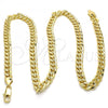 Oro Laminado Basic Necklace, Gold Filled Style Concave Cuban Design, Polished, Golden Finish, 04.213.0159.24
