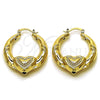 Oro Laminado Medium Hoop, Gold Filled Style Heart and Hollow Design, Polished, Golden Finish, 02.170.0507.1.35